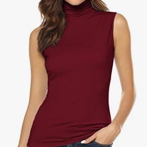 Burgundy Turtle Neck Tank Top